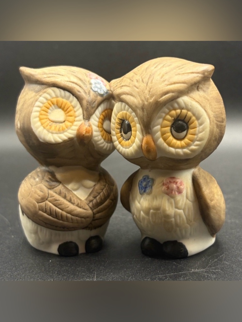 Vintage Ceramic Owl Salt & Pepper Shakers, Anthromorphic Owl Seasoning Shakers